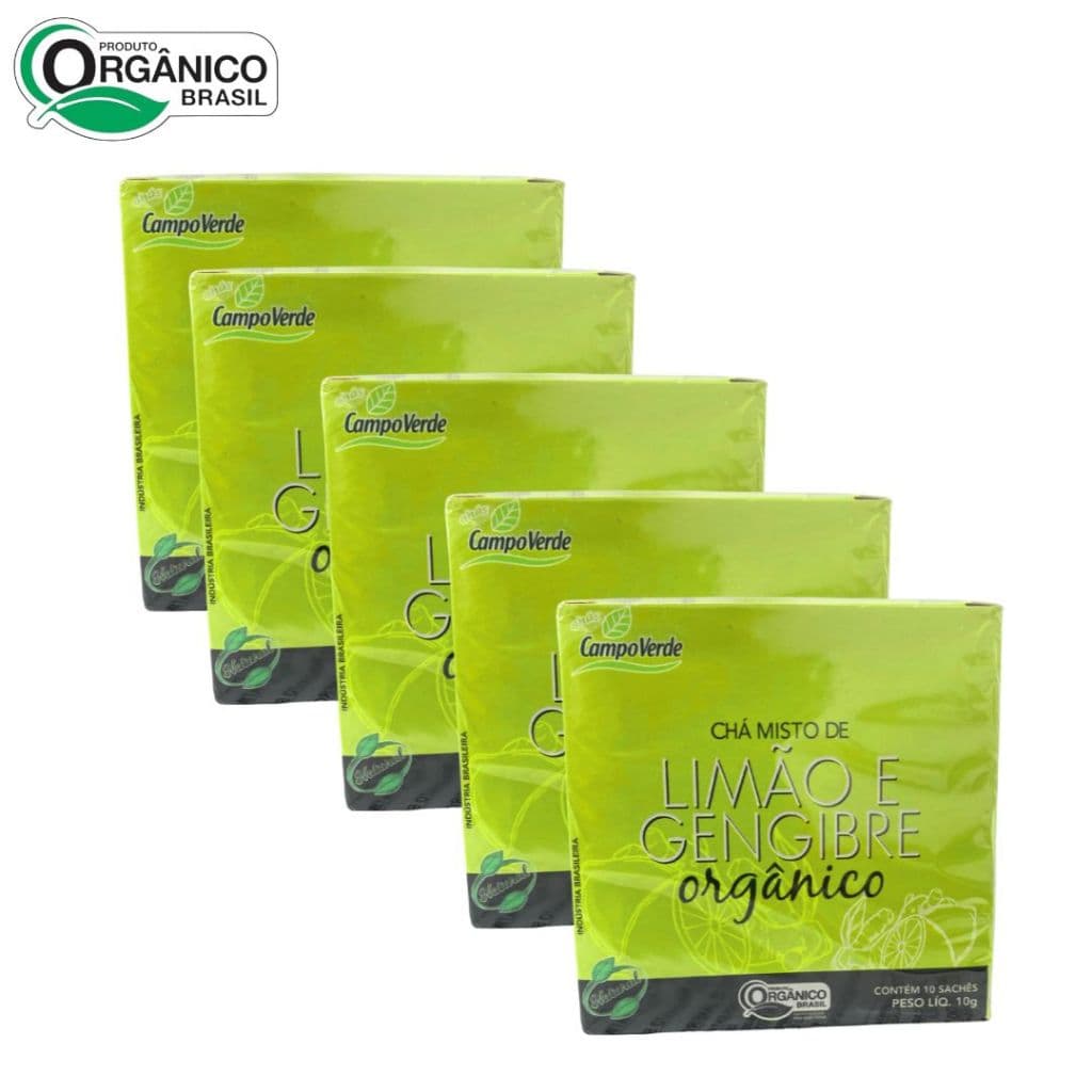 Chá MISTO Limão e Gengibre Orgânico Natural 10 sachês Campo Verde