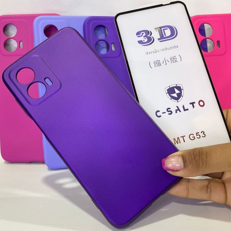 CAPA G53 5G + Película 3D Kit Motorola Capinha Case Protetora Celular Silicone