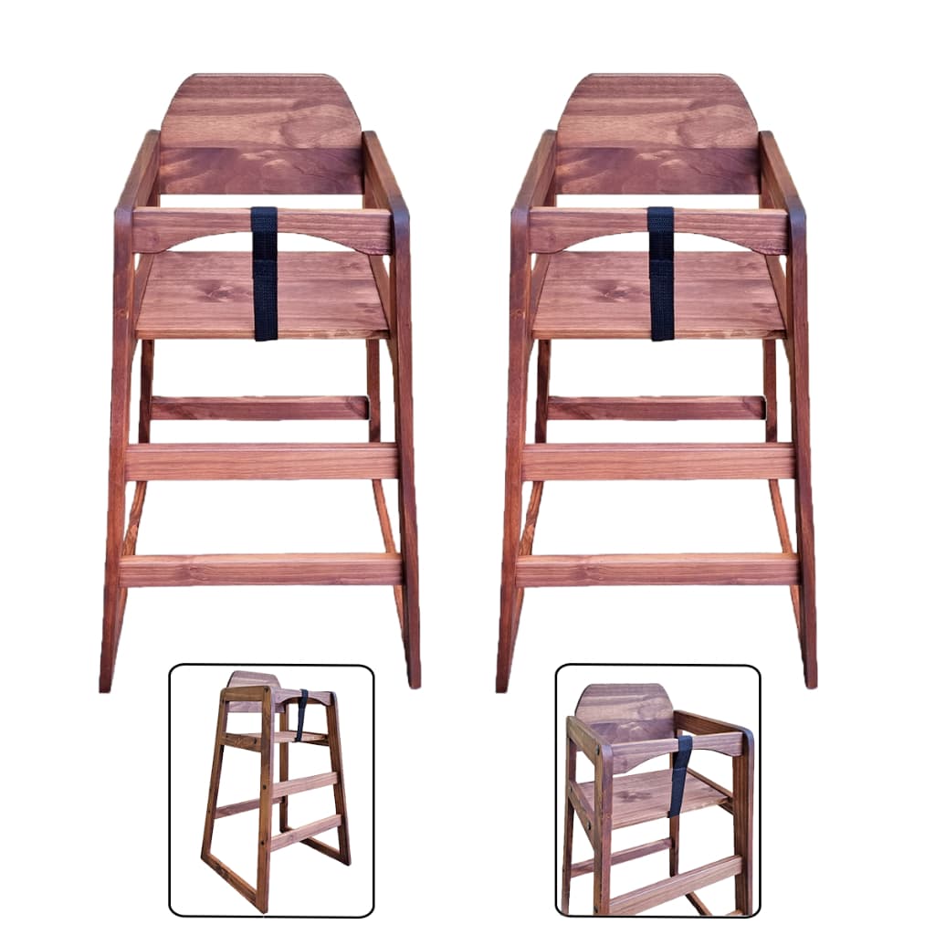 Kit 2 Cadeirões Bebê Madeira Pinus Resistente Cadeira Refeição  Lanchonete Restaurante Compacta Infantil  Sem Bandeja