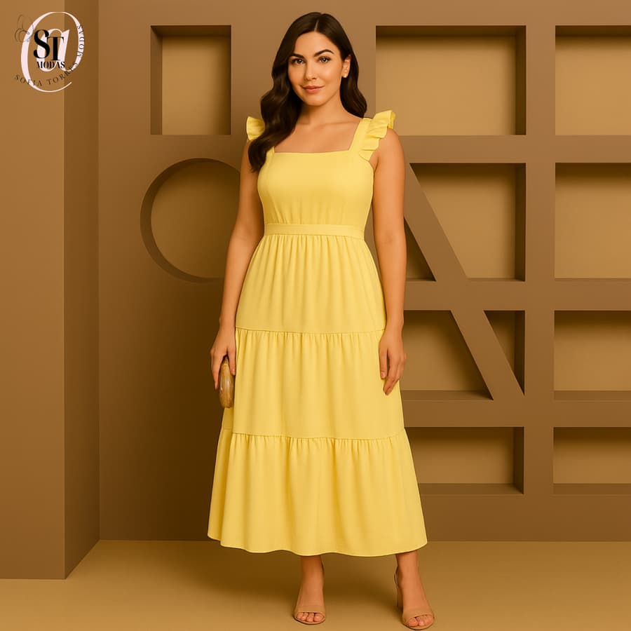Vestido Longo 3 Marias Plus Size Feminino Elegante Tecido Duna Premium Festa M G GG G1 Verão 2026