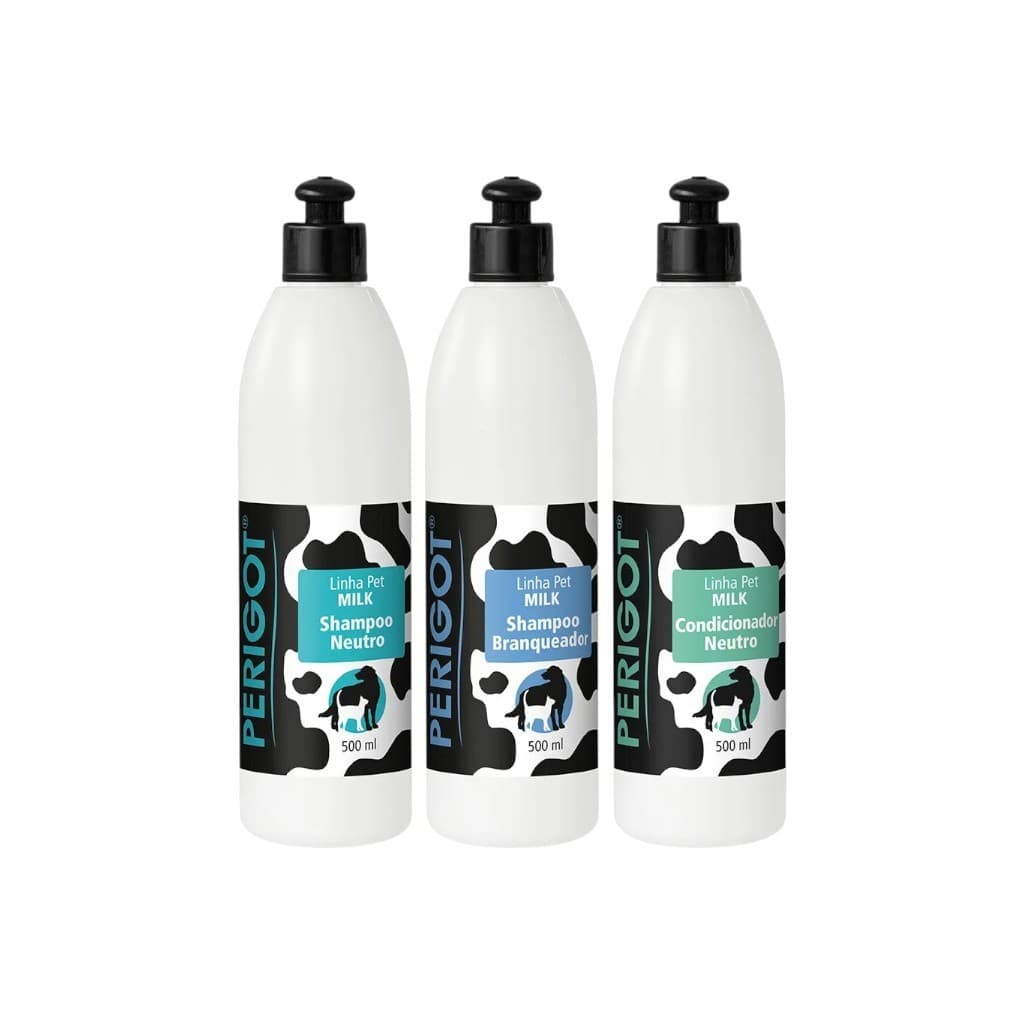 Kit Shampoo + Branqueador + Condicionador 500ml Para Cães e Gatos