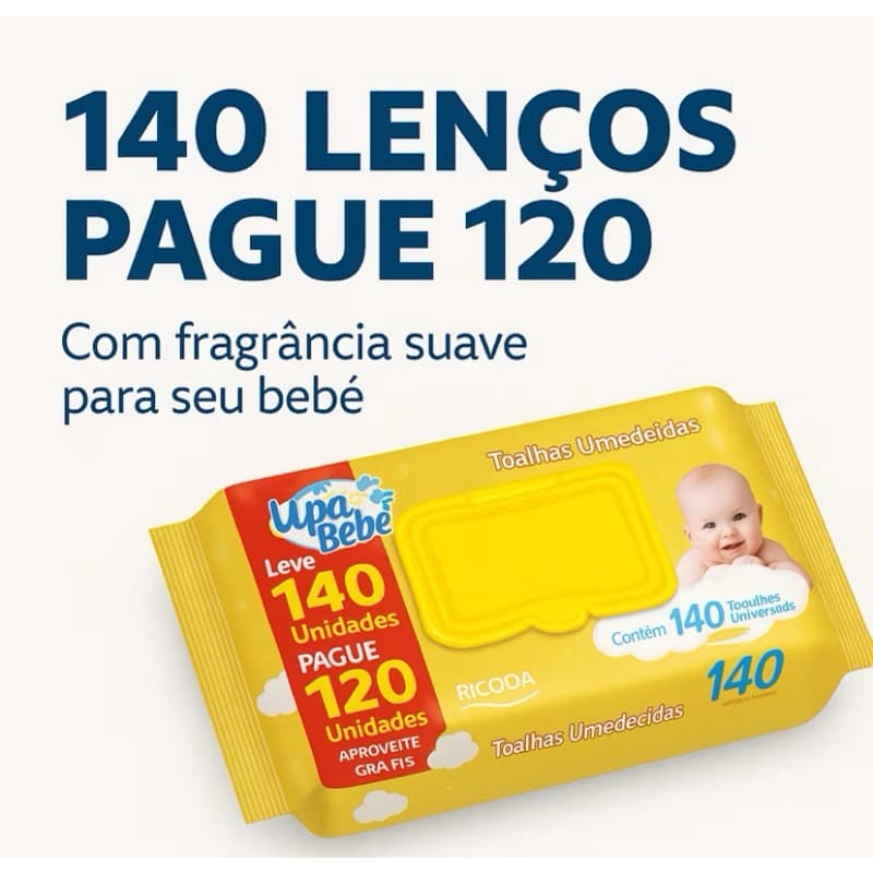 Toalhinha umidecida Upa Bebê leve 140 pague 120