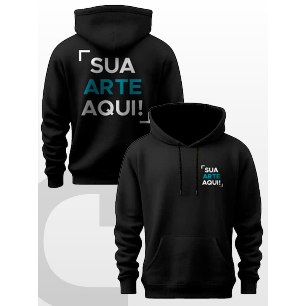Moletom Personalizado Canguru Com Capuz Com Sua Foto Logo Frase Casaco Blusa De Frio Masculino Feminino Unissex Preto Br
