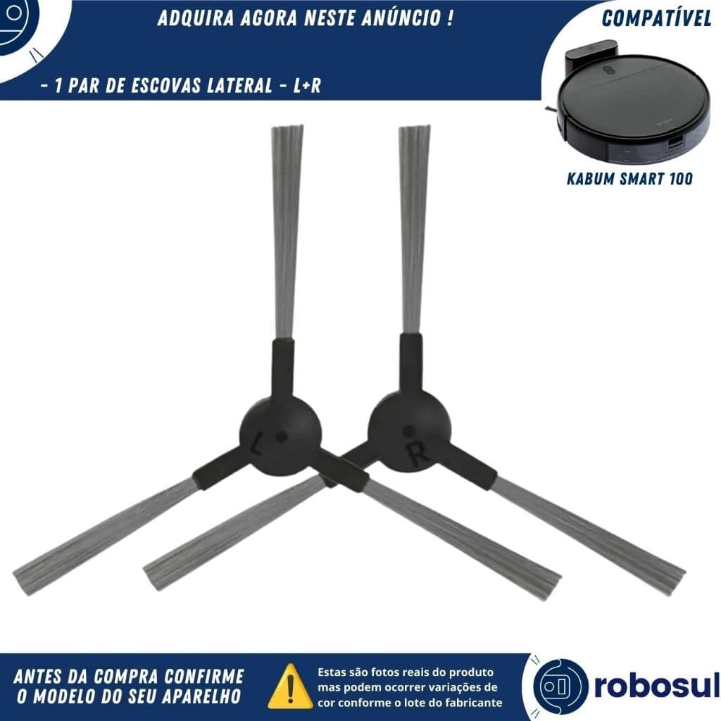 Par de Escovas Lateral Para Robô Aspirador Kabum Smart 100