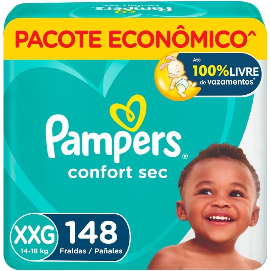 Fraldas Pampers Confort Sec XXG 148 Unidades