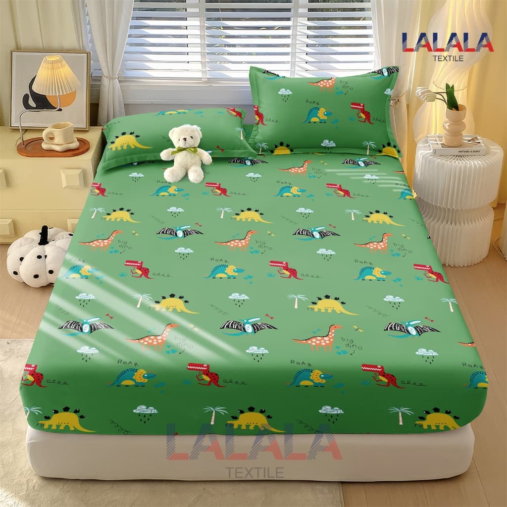Dinossauro Verde Jogo De Lençol 02 e 03 Peças CASAL QUEEN Percal Ponto Palito Estampado SOLTEIRO