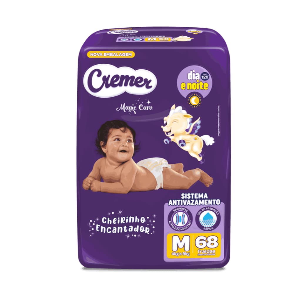 Fralda Cremer Hiper M com 68 fraldas