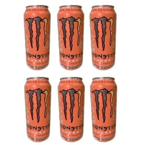 Energético Monster Ultra Peach Keen Zero Açúcar 473ml - PACK COM 6 UNIDADES