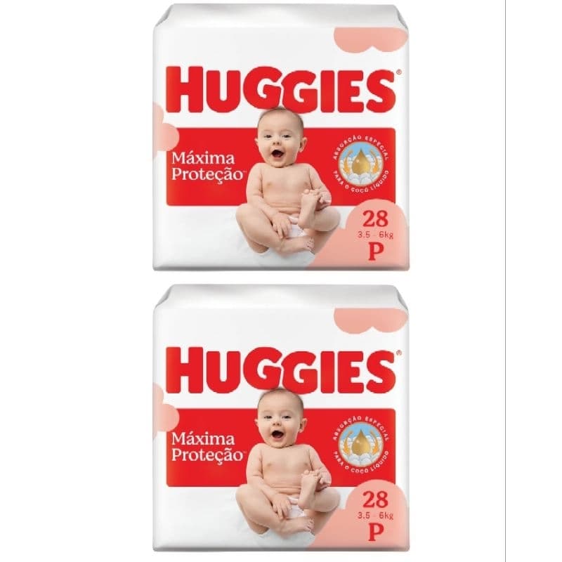 Fralda Huggies P 2 PACOTES 56 UNIDADES