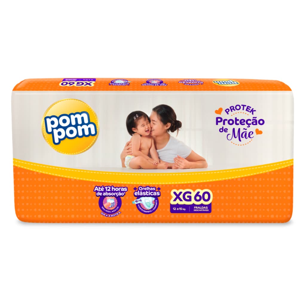 Fralda Pom Pom Protek Amor de Mãe Hiper XG 60un