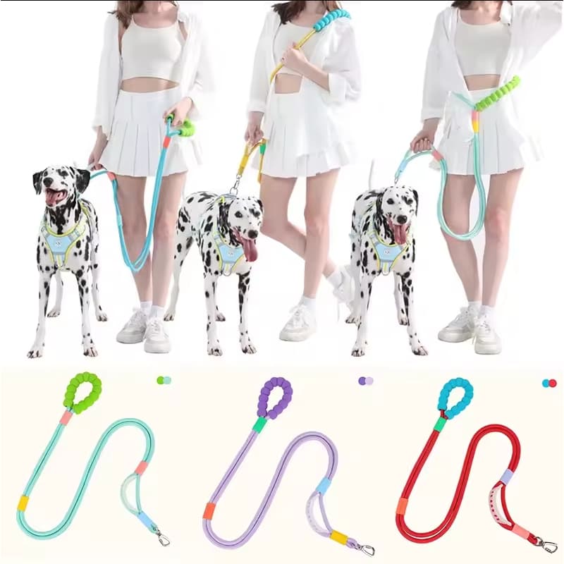 Guia Mãos Livres Nylon Duplo Transversal Reforçada Com Mosquetão Resistente Para Cachorros Passeio LR-0318a