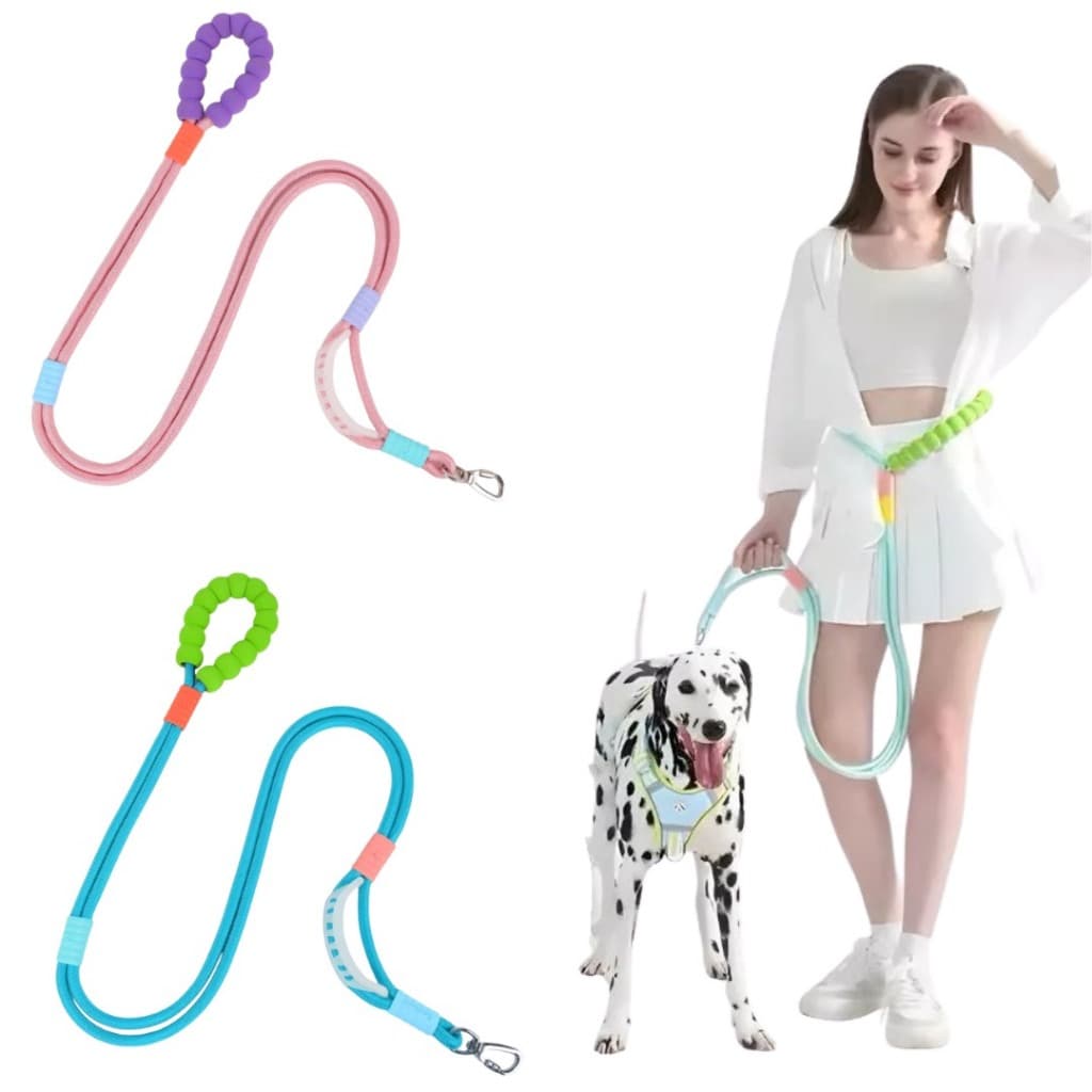 Guia Transversal Mãos Livres para Cachorros Nylon Duplo Reforçado com Mosquetão Seguro LR-0318a