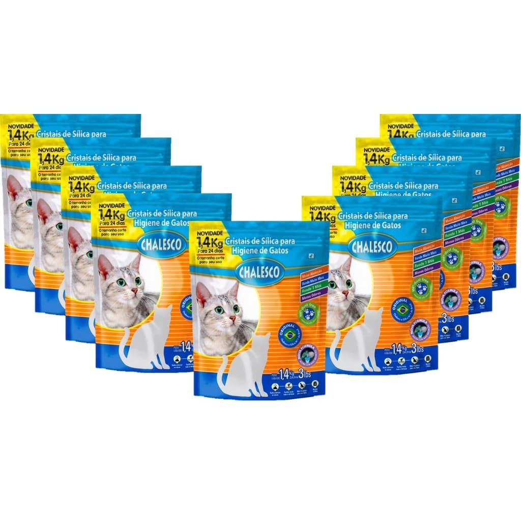 Areia Sanitária Gato Cristais Sílica Grossa 1,4kg Chalesco