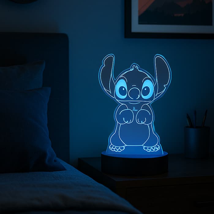 Luminária Led 3D Stitch Abajur Luz Noturna Decoração