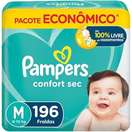 Fralda Pampers ConfortSec M 196 Unidades