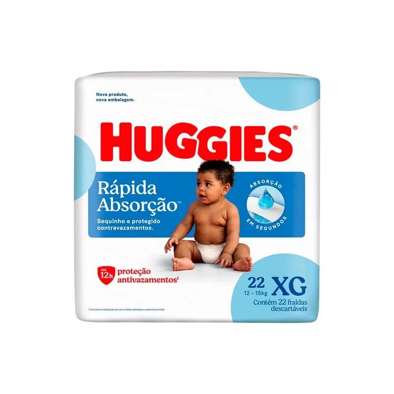 FRALDA HUGGIES RÁPIDA ABSORÇÃO JUMBO XG  22un