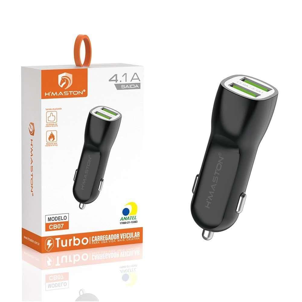 kit 100 Carregador Veicular Turbo Usb 2 Entradas Hmaston