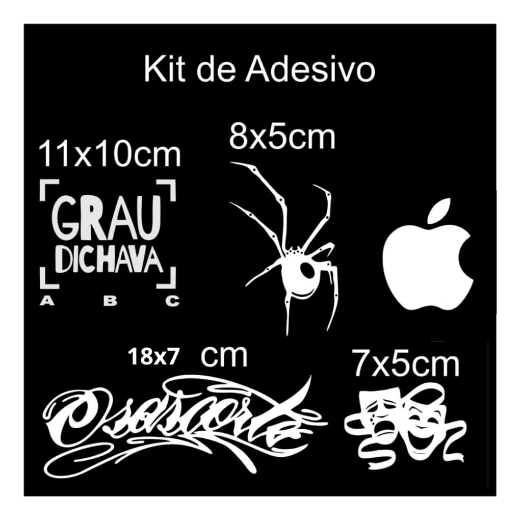 Kit Adesivos para Moto e Bike: Grau, Dichava, Osascorte, Aranha e Chora Agora Ri Depois - Preto ou Branco