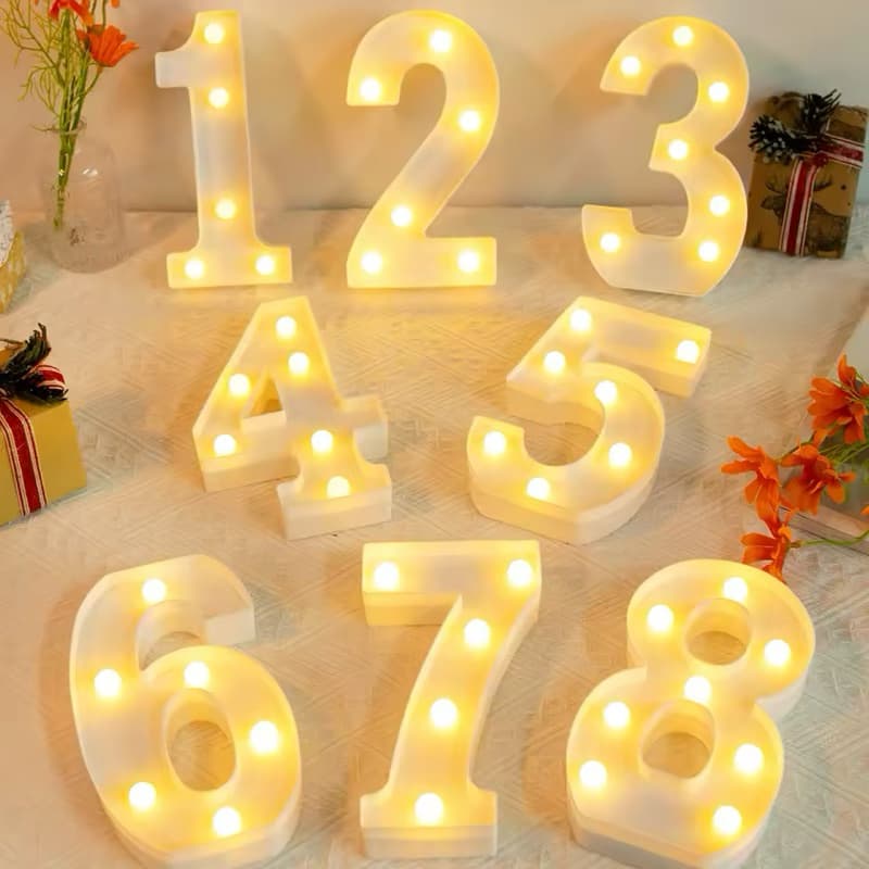 Número LED Luminária com Pilha Grátis Decoração Aniversário (1 a 99) - 21cm