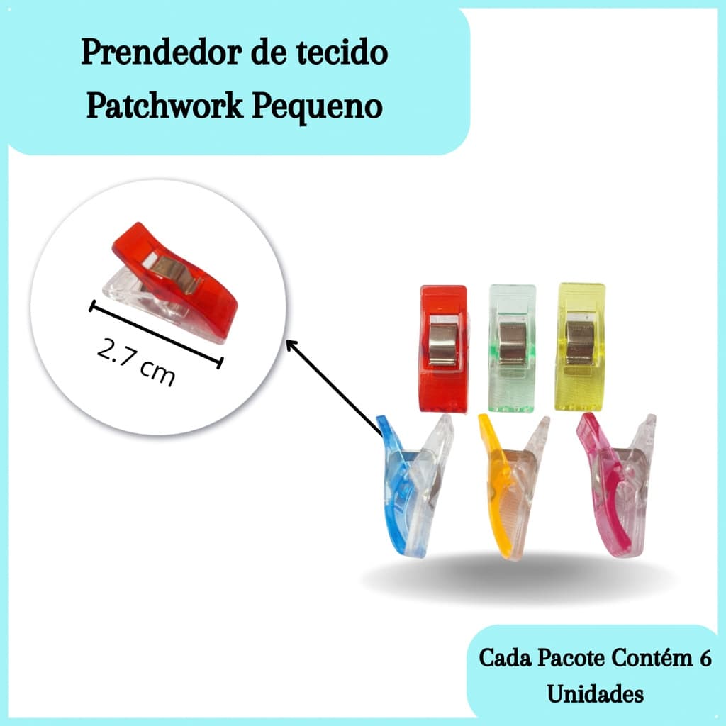 Prendedor De Tecido Pequeno Clips Tecido Patchwork - 6 Und