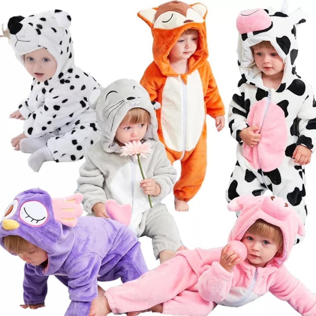 Macacão Pijama Fantasia Infantil Pelúcia Confortável Inverno Enxoval de Bebê Menina