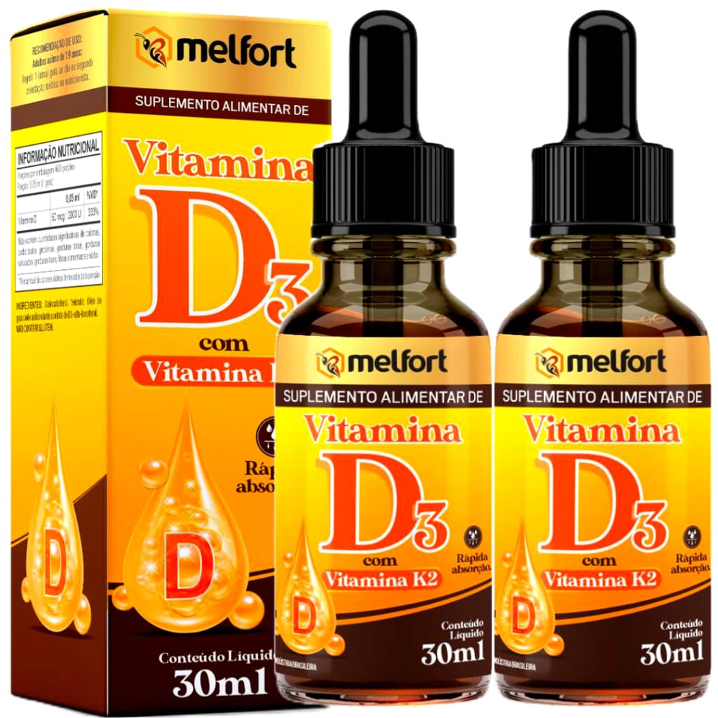 Kit 2 Frascos De Vitamina D3 1000 UI + Vitamina K2