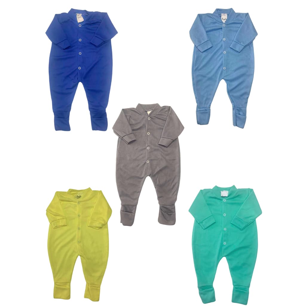 Kit 2 Macacões Bebê Confortavel Pé Fechado | Confortável p/ RN a 8M | Enxoval Promoção