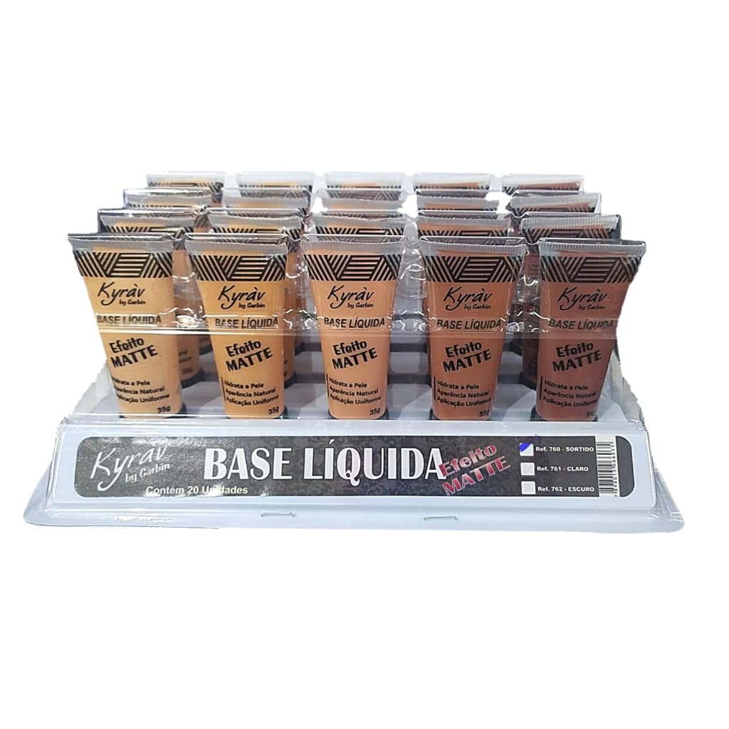 Display 20 Bases Matte Liquida Efeito Matte Atacado Box Revenda Cores Claras  e escuras Kyrav