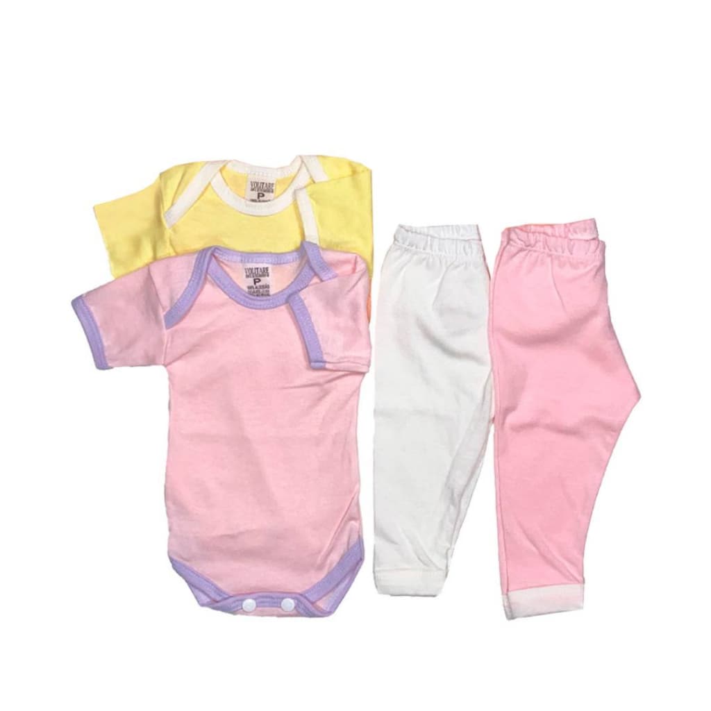 Kit 4 peças Body Calça Mijão bebê Manga Longa Maternidade Algodão Enxoval Roupa de bebê