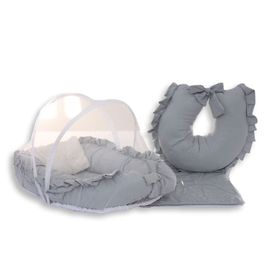 Kit Mosqueteiro para ninho Cinza + Ninho Redutor + Almofada amamentação + Trocador de fralda, Promoção da Loja, Ninho Bebe, Ninho Bebe menino, Ninho Bebe menina, Trocador de fraldas