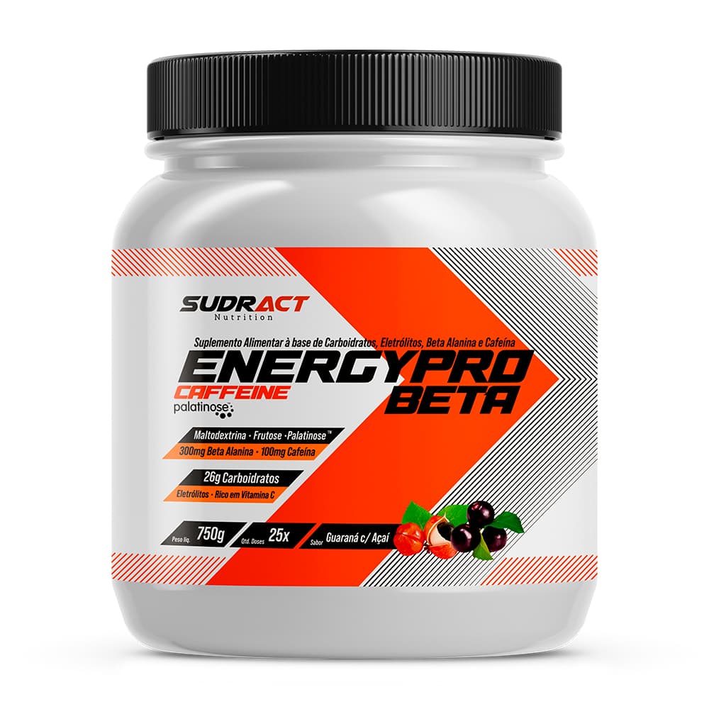 Energy Pro Beta Alanina e Cafeína Pote 750g - Sudract Nutrition - Pré Treino e Intra Treino Antes e/ou Durante