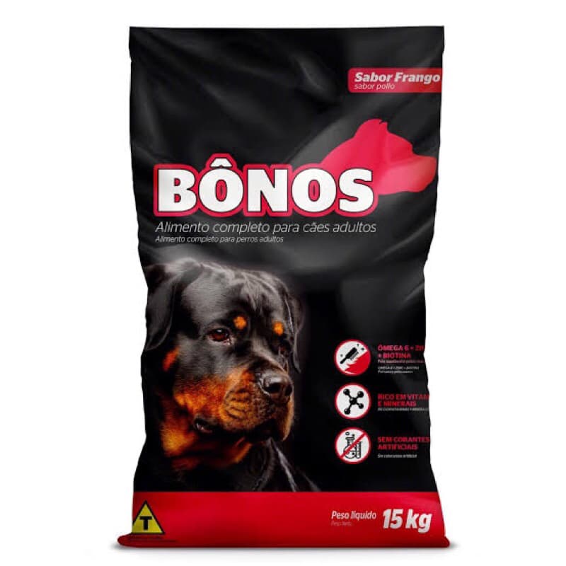 Ração Cachorro Bônos para Cães Adultos Sabor Frango e Cereais 15Kg