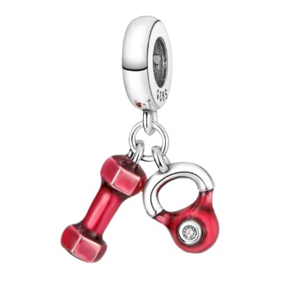 Berloque 100% prata 925 de halter kettlebell halteres pesos academia fit esporte musculação bodybuilding fisicultura