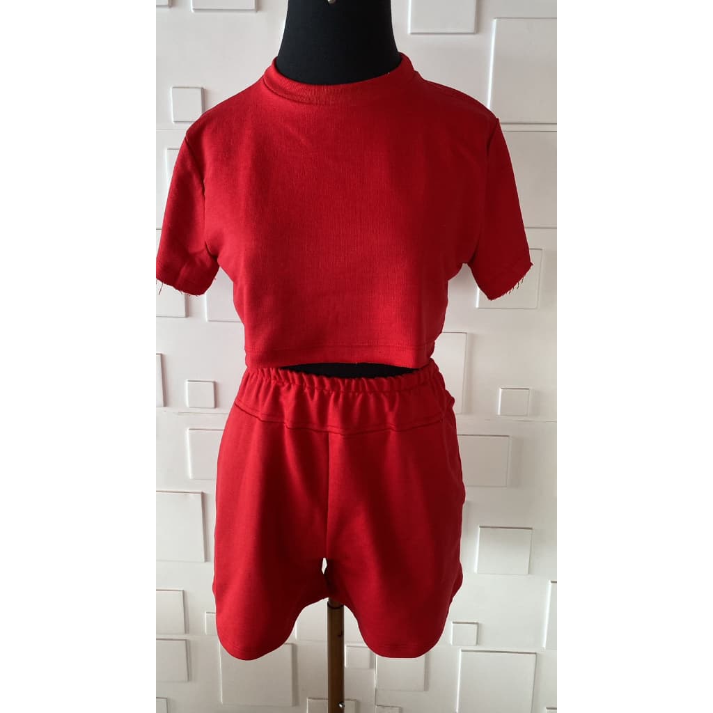 Conjunto Julia Gringa Cropped camisetinha manga curta Shorts Cos Alto Moletom Moda Verao