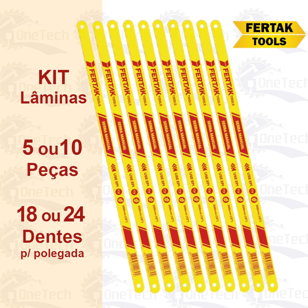 Kit Lâminas de Arco de Serra Jogo - 30cm (12 pol.) Fertak