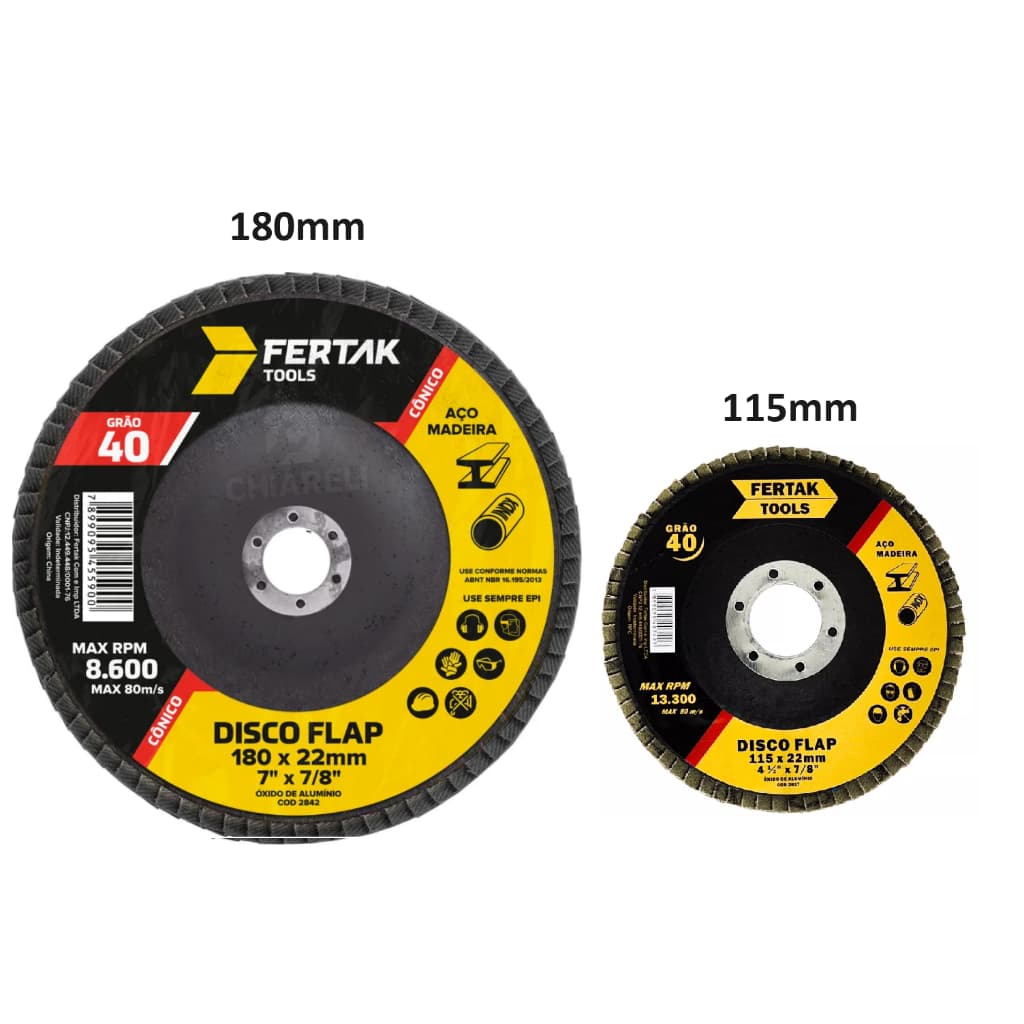 Disco De Lixa Flap Disc 180mm (7 POL.) Tamanho Grande Para Esmerilhadeira - Vários Grãos Aço Inox Metal Madeira