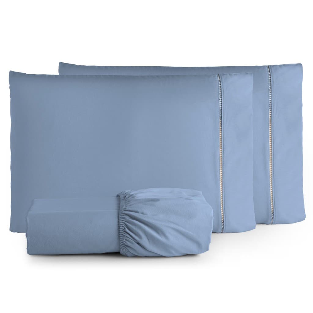 Jogo De Cama Lençol Casal Padrão 100% Algodão Ponto Palito Lençol Elástico 180 Fios Kit 3 Peças