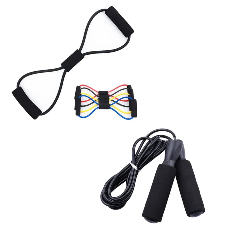 Kit Corda Crossfit e Elástico 8 Musculação Treino Esporte
