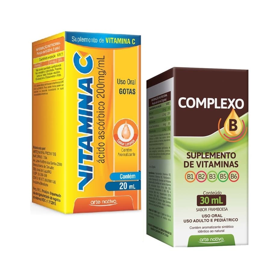 Vitaminas Vitamina C 20ml + Complexo B 30ml Arte nativa