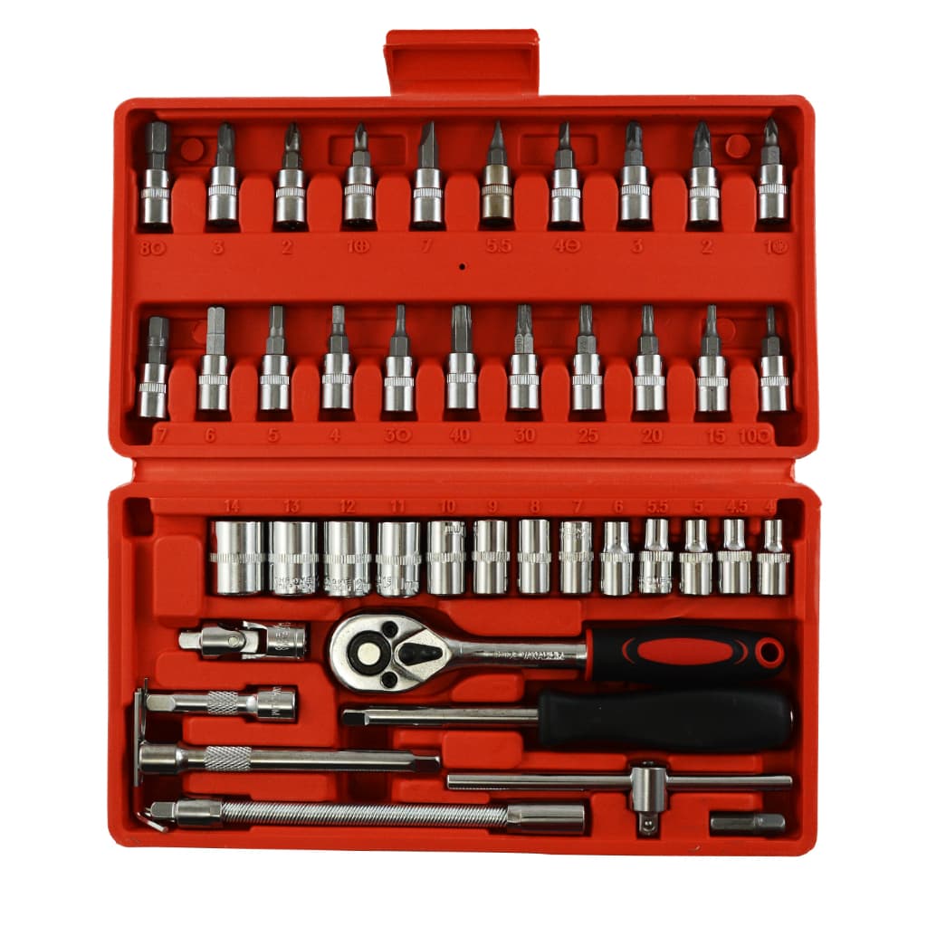 TNT Conjunto Jogo Chave Catraca Reversível Soquetes 46 Peças Encaixe de 1/4"