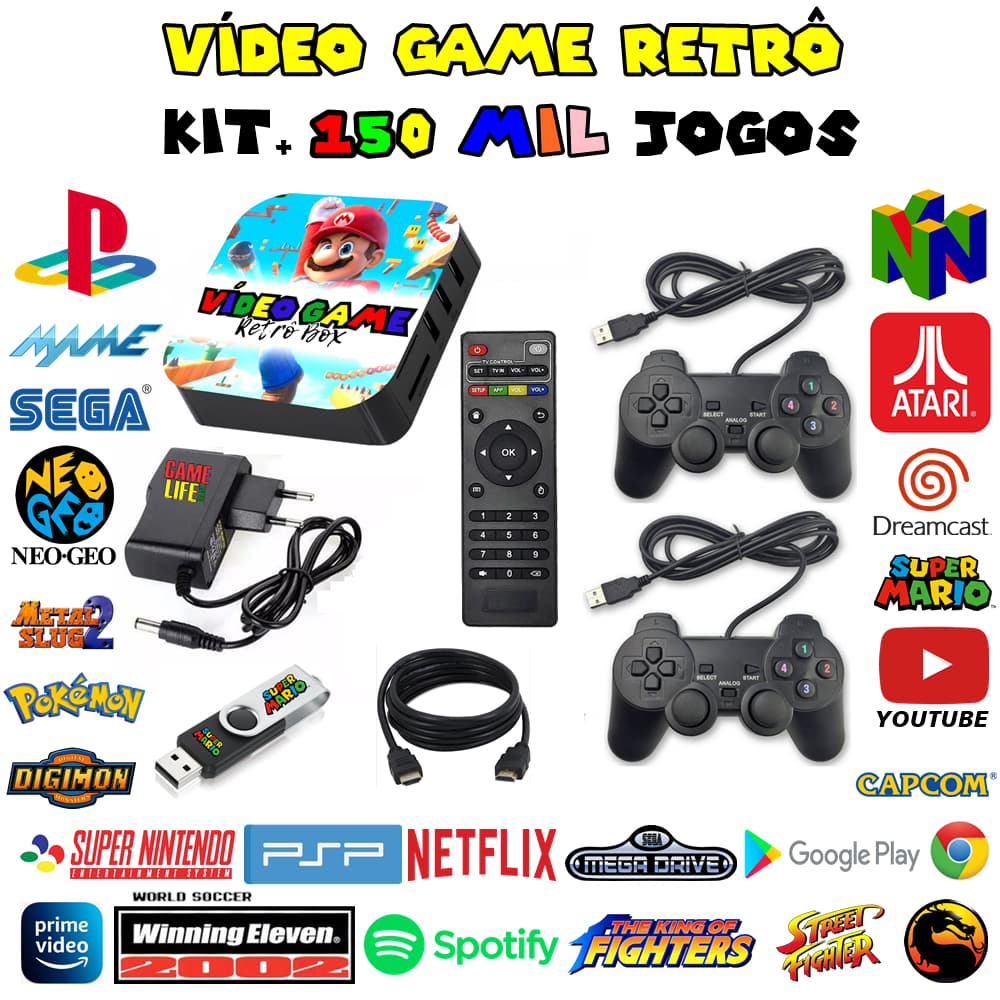 Video Game Retro Box 150.000 Jogos + 2 Controles (Nova Versão) ORIGINAL