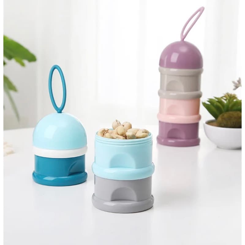 Potes 3 compartimentos para armazenamento e transporte de alimentos, muito útil especialmente para transporte de alimentação infantil. leite em pó, cereais e frutinhas! ilustração podendo variar o envio conforme estoque disponível.