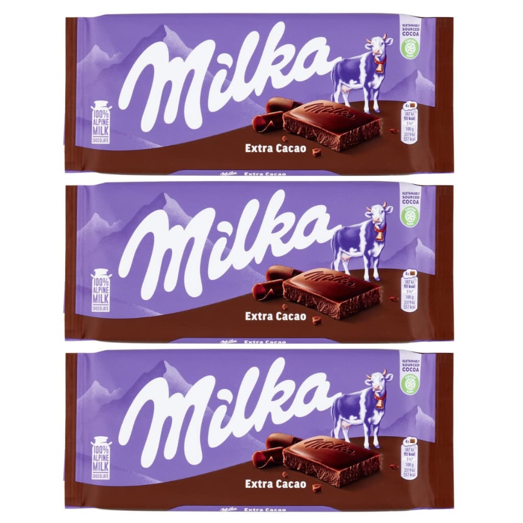 3 Chocolate Milka Dark Extra Cocoa - Ao Leite Importado