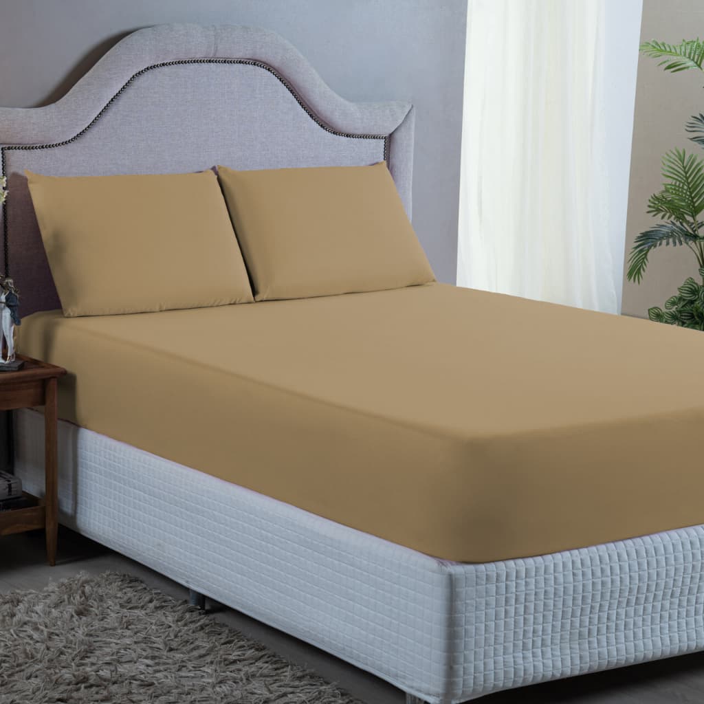 JOGO DE LENÇOL PARA CAMA CASAL 3 PEÇAS MICROPERCAL 400 FIOS COM ESLASTICO CAMA BOX
