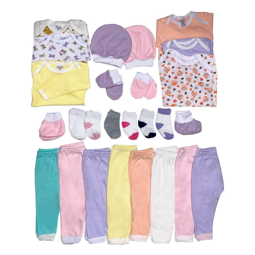 Kit 26 Peças Roupas Bebê Enxoval Maternidade Body Liso Estampado Mijão Touca Luva Meia