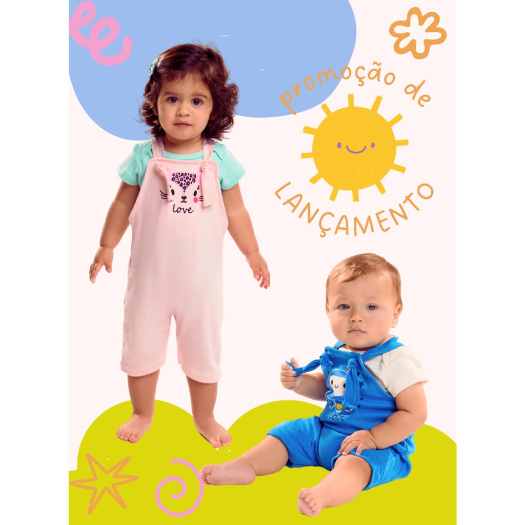 Roupas de Bebê Jardineira e body 2 PEÇAS menina ou menino Conjunto Bebê Verão