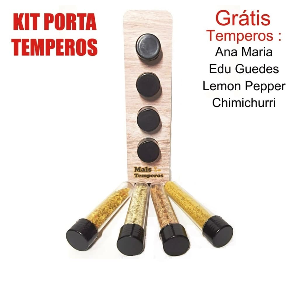 Porta Temperos com 4 Tubetes - Acompanha Temperos