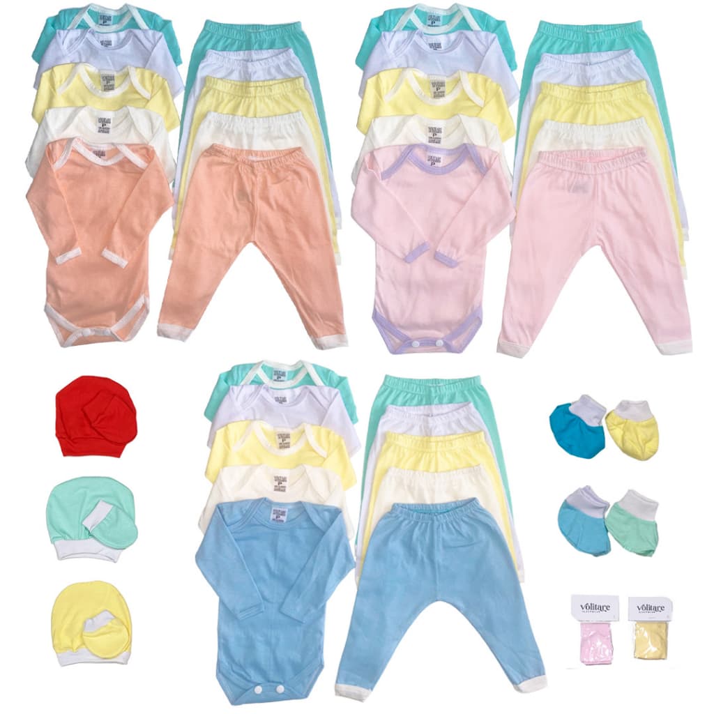 Kit 21 Peças Rouas Bebê Enxoval Maternidade Menino Menina Liso 100% Algodão
