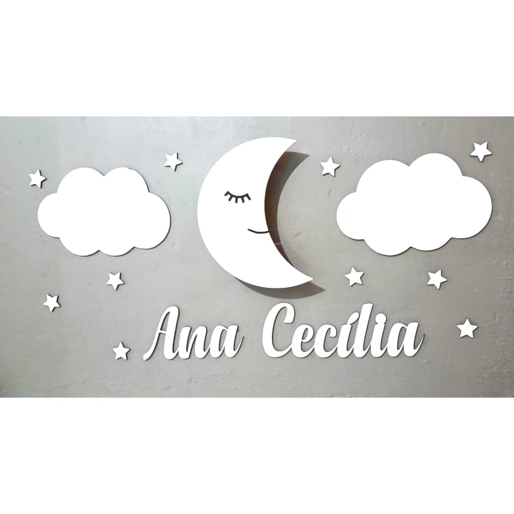 Kit Luminoso com 10 Estrelas 2 Nuvens 1 Lua Luminária LED Premium para Decoração de Quarto Infantil