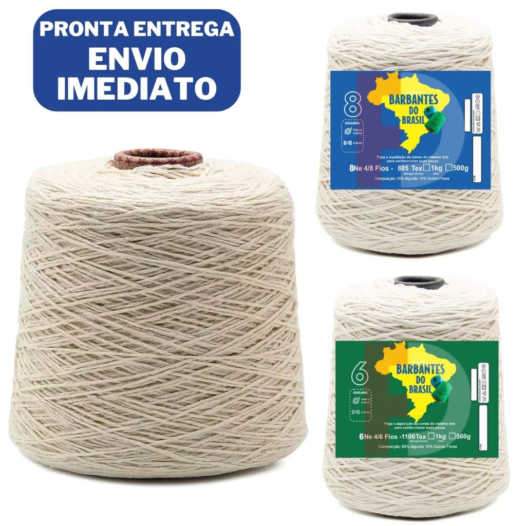 Barbantes Cru Fios 8 ou 6 de 1Kg ou 500Gr Ótima Qualidade Para Crochê e Tricô / Linha Macia, Não Desbota e Não Mancha